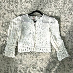 BNWT LoveShackFancy Kendra Lace Button Down Top XS